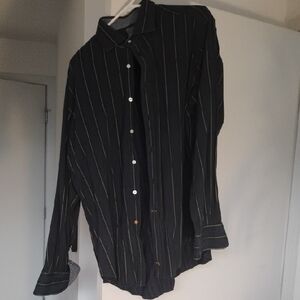 Thomas Dean Black Pinstripe Men's Shirt
